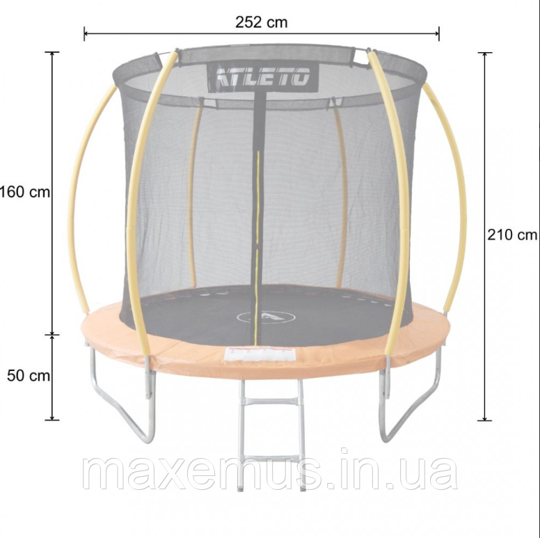 Батут детский Atleto 252 см (8 ft) оранжевый с внутренней защитной сеткой и лестницей (до 100 кг) Мостиска - изображение 14