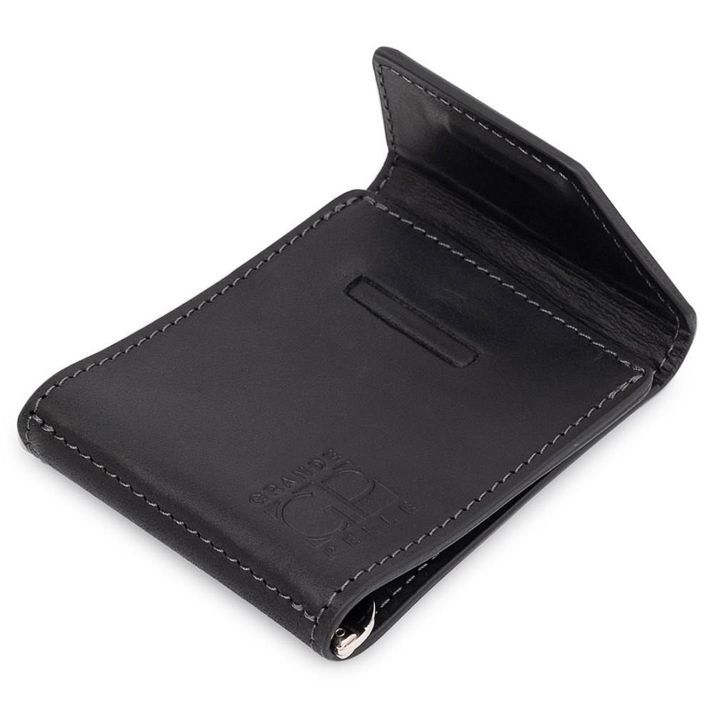 Мужской практичный зажим для денег GRANDE PELLE 11404 Черный Киев - изображение 5