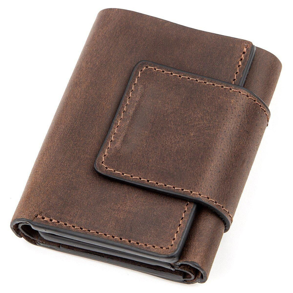 Строгое портмоне унисекс в винтажном стиле GRANDE PELLE 11151 Коричневое Киев - изображение 6