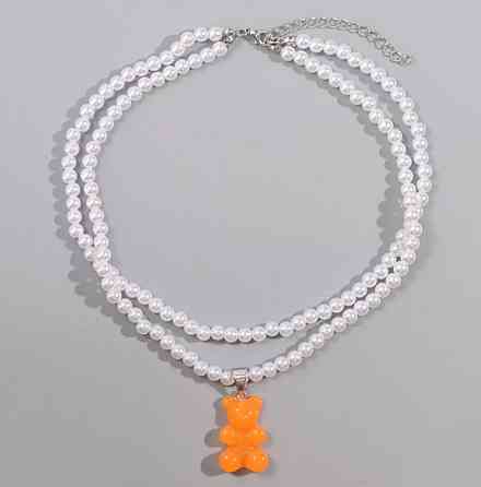 Ожерелье с мармеладным мишкой оранжевый - длина 37см, размер мишки 3*2см Киев