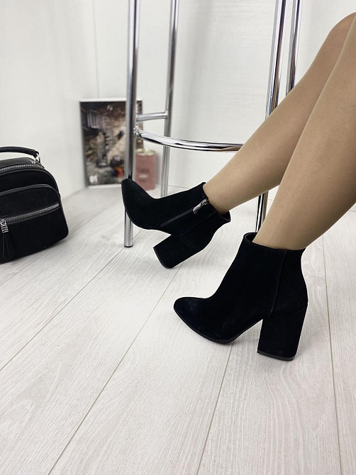 Nivelle Черевики жіночі демісезонні весна-осінь чорні з натуральної замші на підборах р. 36, 37 Коломия - фото 4