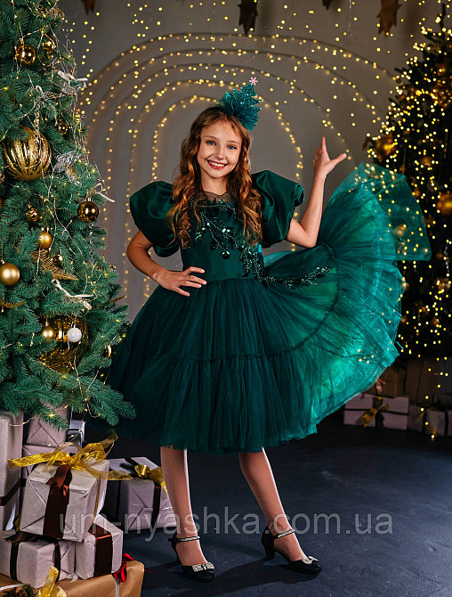 Зеленое пышное платье 128-140 Кривой Рог - изображение 2