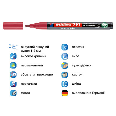 Маркер Edding Paint e-791 1-2 мм круглий рожевий (e-791/09n) Вінниця - фото 2