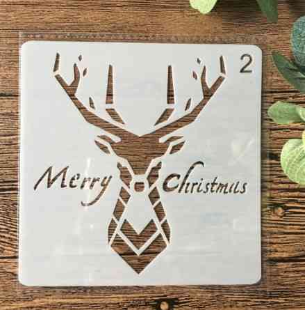 Новогодний трафарет Олень 13 на 13 см серый Киев