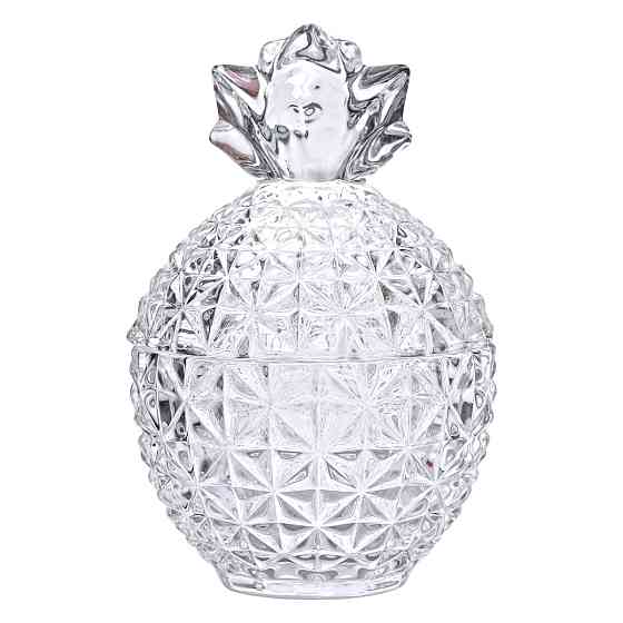 Yiwu Цукерниця з кришкою Ø9 см ваза цукерниця кругла скляна прозора ананас HP-4-112 Київ