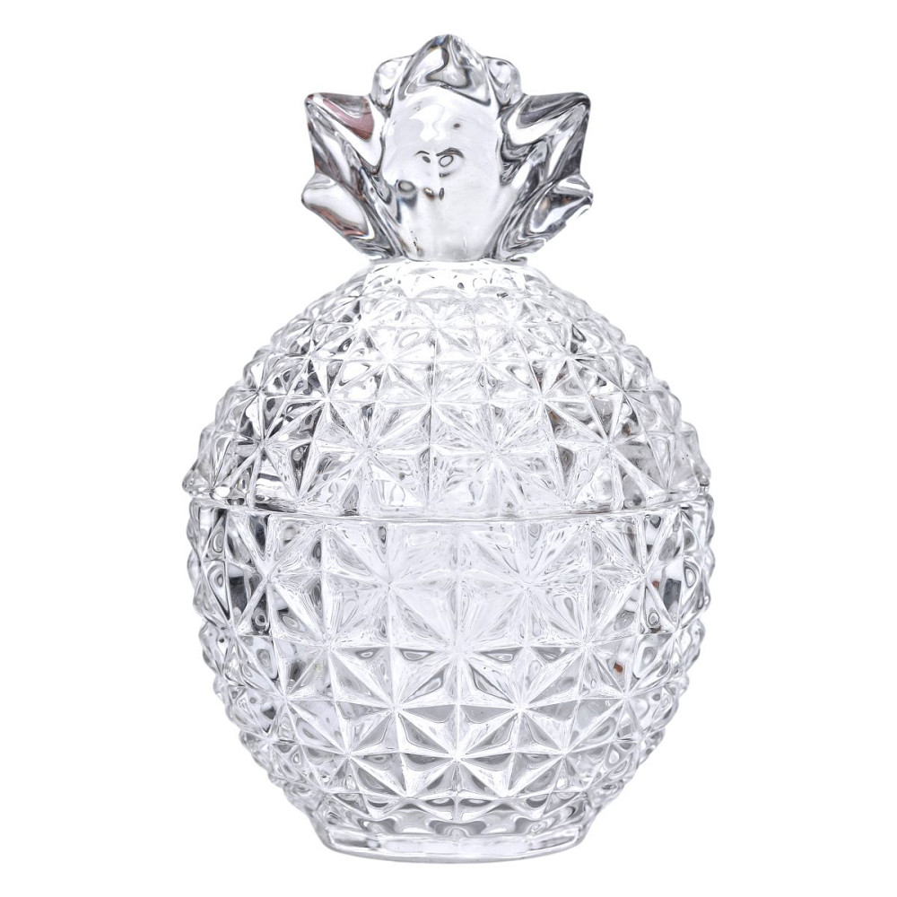 Yiwu Цукерниця з кришкою Ø9 см ваза цукерниця кругла скляна прозора ананас HP-4-112 Київ - фото 2