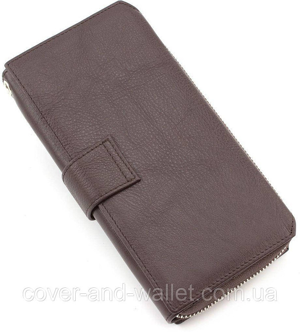 Коричневий шкіряний гаманець клатч ST 228 Київ - фото 2