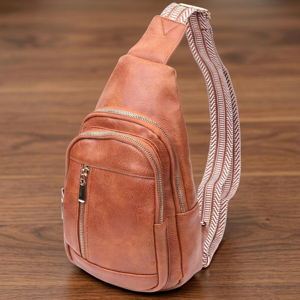 Цікава слінг сумка для жінок з екошкіри Vintage 22749 Рудий Київ - фото 11
