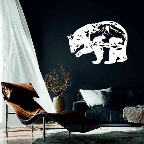 Декоративне настінне Панно «Ведмідь», Декор на стіну 90*64 см, Білий Київ