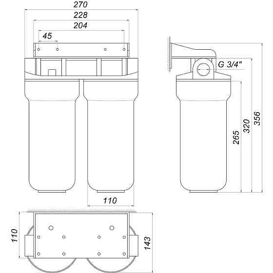 Система 2-х ступенчатой очистки Optima OP-02, 3/4″ Киев