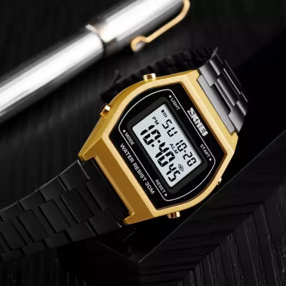 Наручний електронний ретро годинник Skmei 1328 Золотистий Вінниця