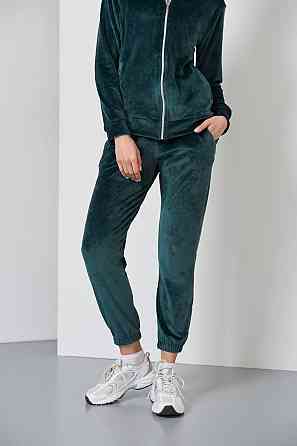 Женский велюровий костюм на змейке с капюшоном Изумрудный M Харьков