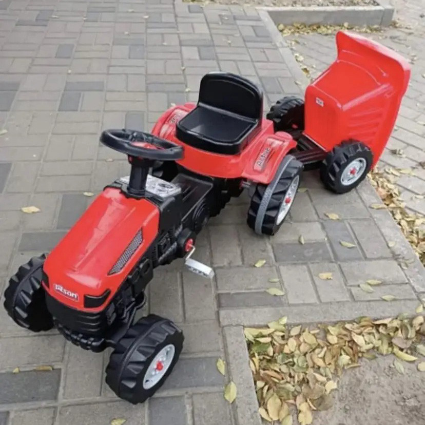 Детский педальный трактор с прицепом Pilsan красный на педалях для детей Киев - изображение 5