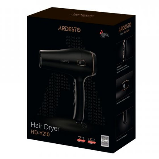 Фен для волосся 1750-2100W (2 швидкості/3 темпер.режими) чорний HD-Y210 Ardesto Житомир - изображение 8