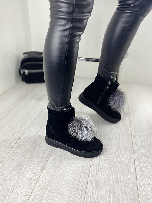 ITTS Угги жіночі ITTS чорні натуральна замша зима висота 13,5 см ( ) Коломия - фото 1