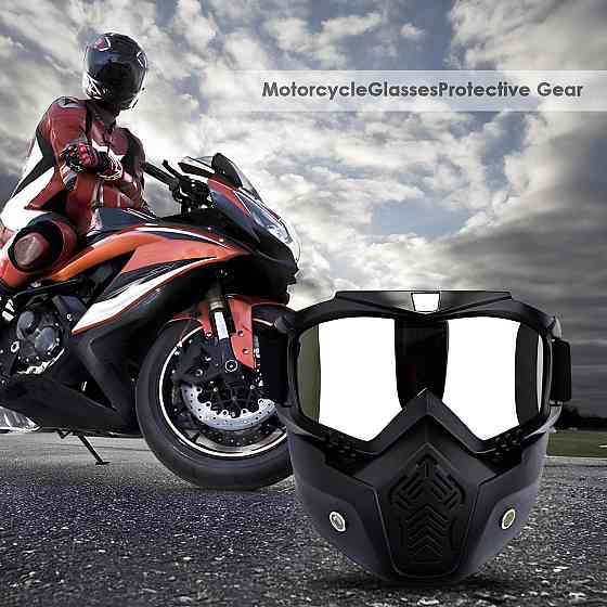 Мотоциклетна маска-окуляри RESTEQ срібляста — захисна трансформована маска для квадроцикла, велосипеда, моноколеса, лиж і Київ