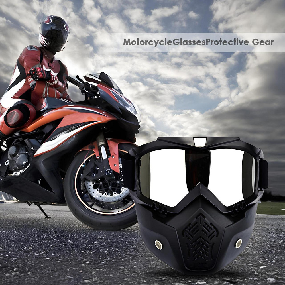 Мотоциклетна маска-окуляри RESTEQ срібляста — захисна трансформована маска для квадроцикла, велосипеда, моноколеса, лиж і Київ - фото 4