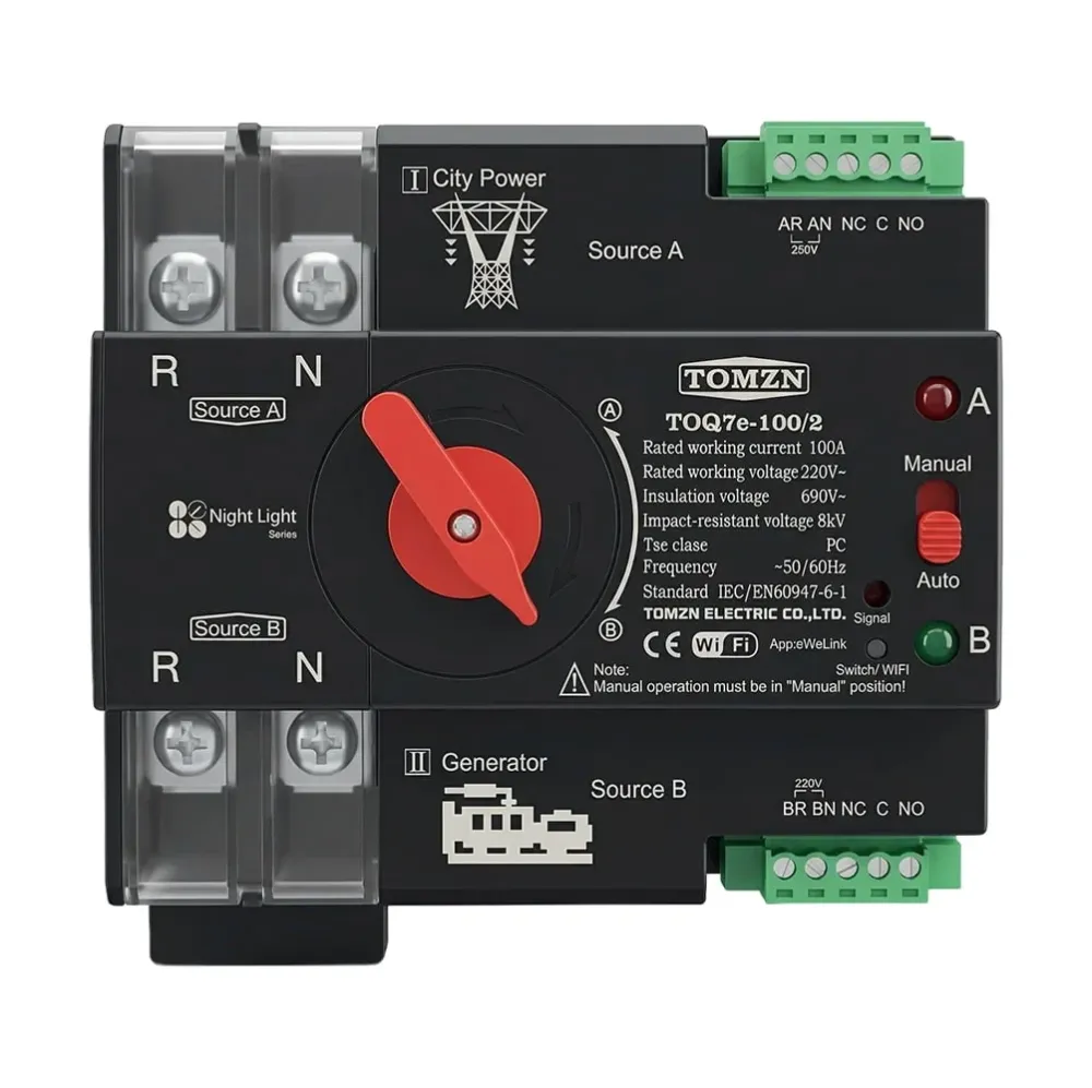 Автоматичний перемикач (АВР) під DIN-рейку з Wi-Fi TOMZN TOQ7e-100/2P 100A 2 полюси (51-00119) Київ - фото 8