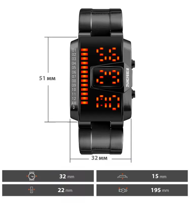Мужские оригинальные часы Skmei 1179 (Черный) Киев - изображение 4