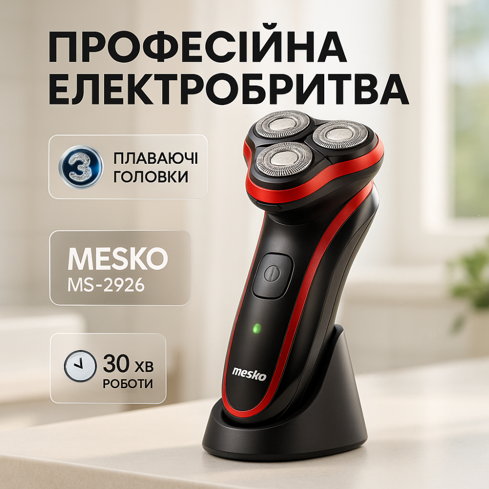 Электробритва мужская роторная на 2 сетки, Портативная электробритва с аккумулятором EW-43 Львов - изображение 14