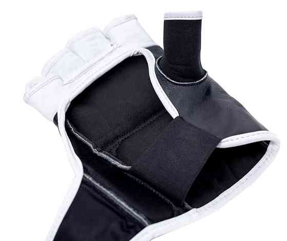 Рукавички для ММА змішаних єдиноборств рукопашного бою чорні натуральна шкіра V`Noks Aria White розмір L/XL Київ