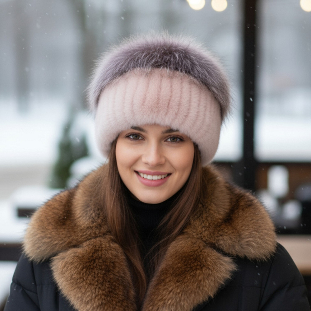 Шапка хутряна жіноча кубанка Rex Мерлін Пудровий Харків - фото 1