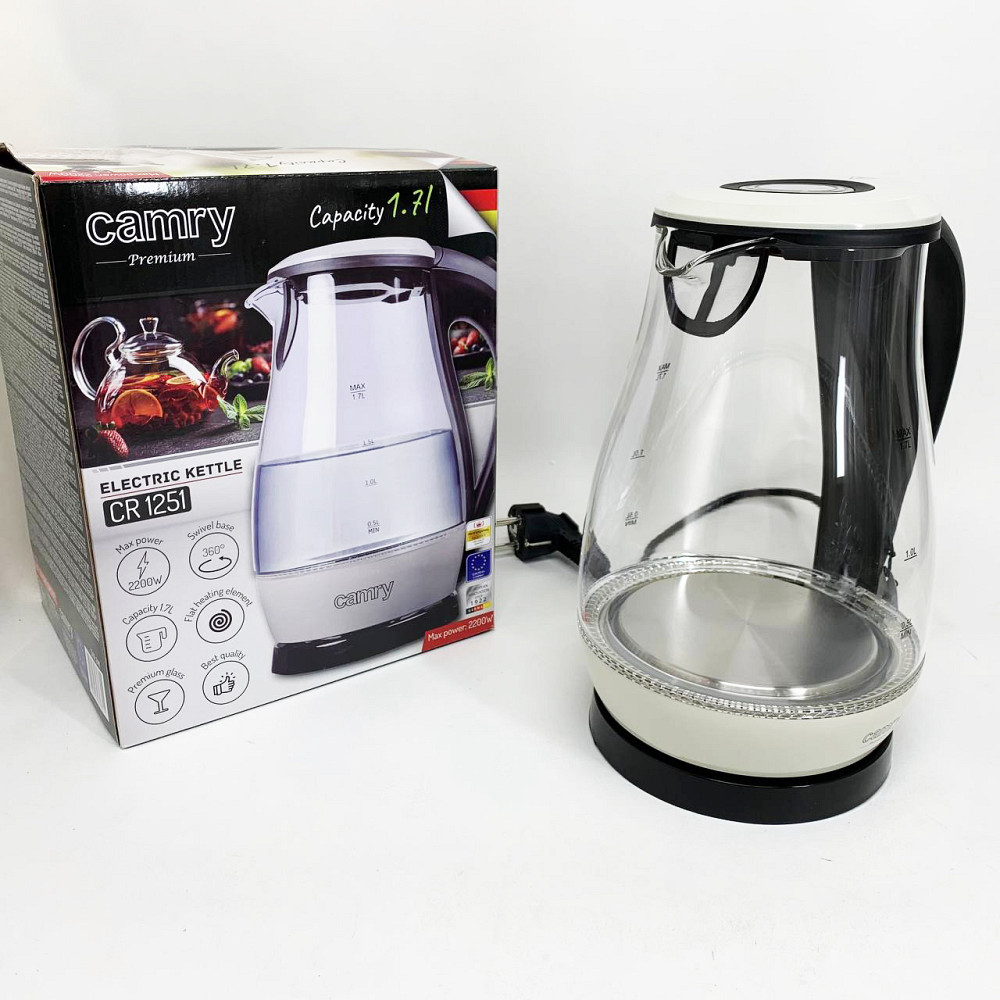 Хороший электрочайник для дома Camry CR 1251 1.7л 2000Вт, Электрочайник с контролем уровня воды TL-32 Львов - изображение 8