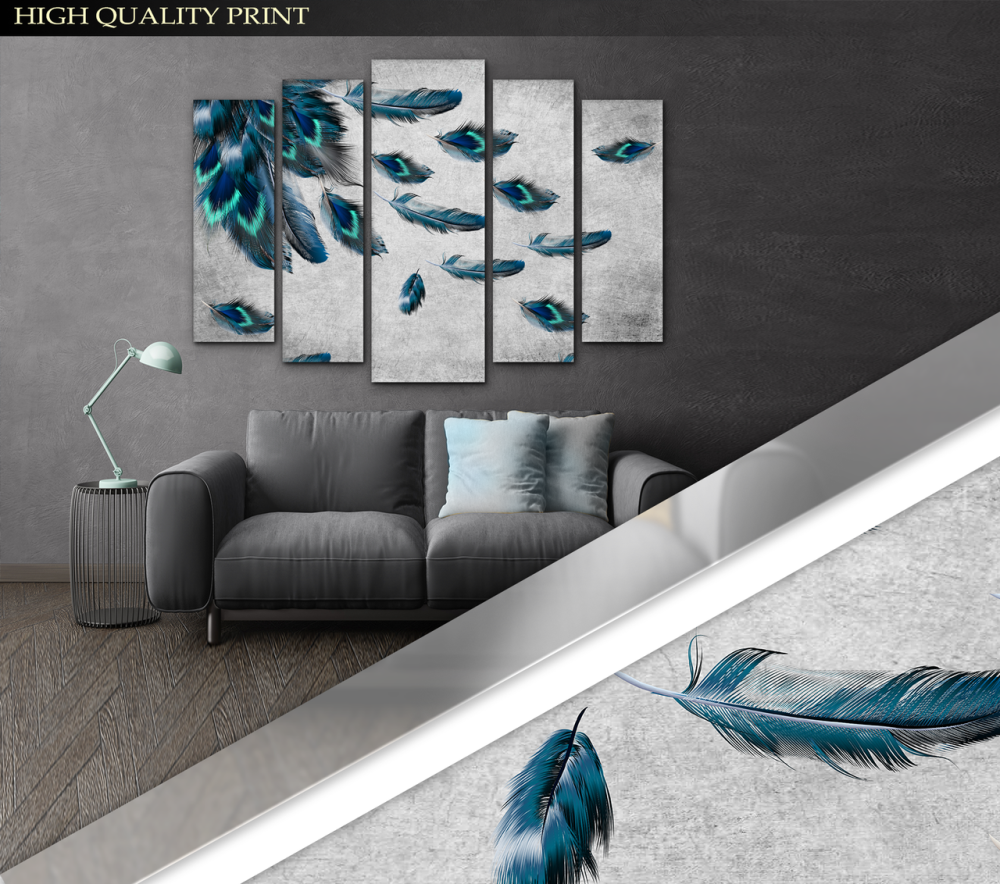 Модульна картина у вітальню / спальню Абстракція Пір'я Art-450_5 ( 80х118см ) Київ - фото 2