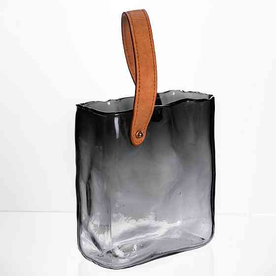 Yiwu Скляна ваза сумочка з ручкою 16×8×18.5 (см) декоративна Сірий HP-19-156-2 Коломия