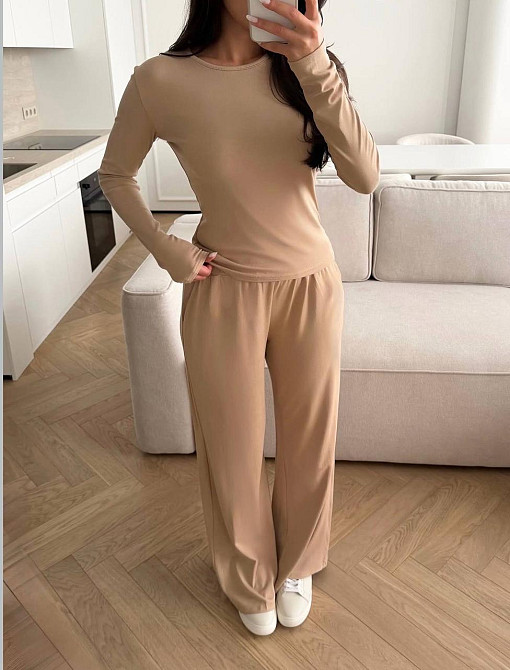 Женский базовый костюм двойка: лонгслив и штаны вискоза Одесса - изображение 1