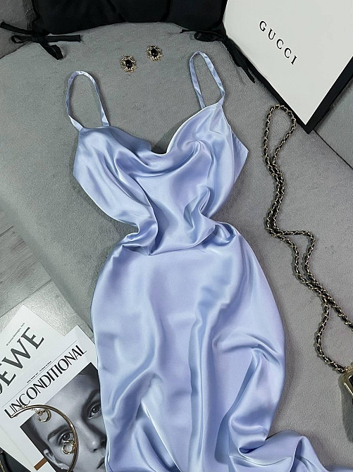 Женское романтическое элегантное платье шелк Голубой, 44/46 Одесса - изображение 3