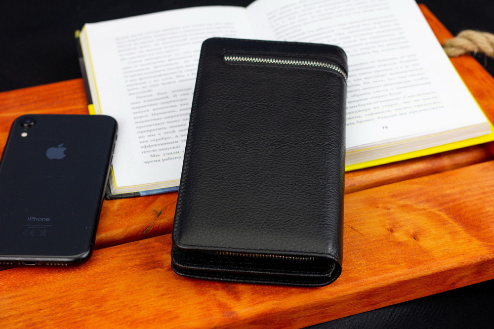 Чорний багатофункціональний чоловічий гаманець з натуральної шкіри МС291 Київ - фото 20