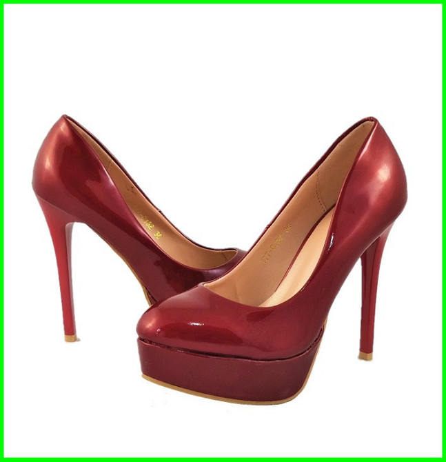 Жіночі Бордові Туфлі на Каблуку Шпильке Лакові Модельні (розміри: 36,37,38,39) — 152 Дніпро - фото 8