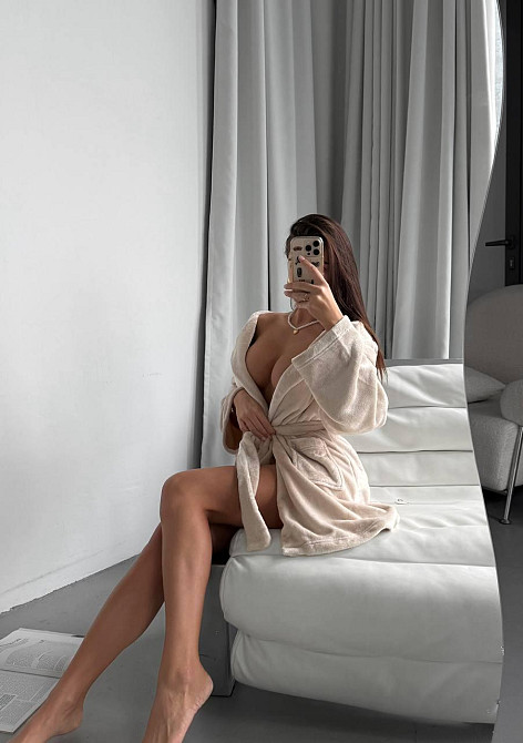 Жіночий теплий короткий халат із поясом із турецької махри Бежевий, 42/44 Одеса - фото 5