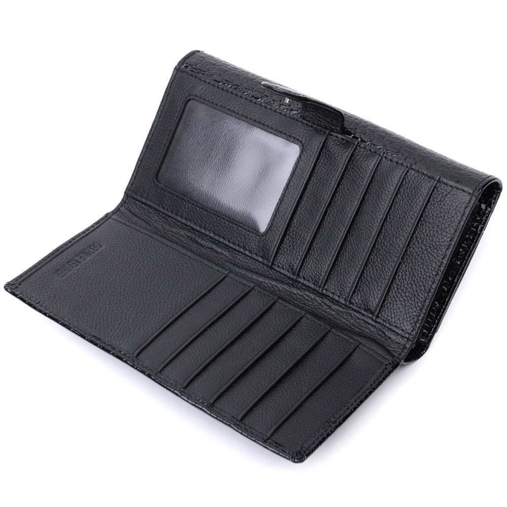 Лакований шкіряний гаманець з блоком для кредитних карток ST Leather 22683 Чорний Київ - фото 6
