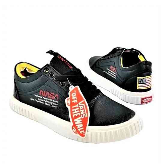 Кроссовки NASA Shuttle Чёрные Кожаные Кеды Ванс Мужские (размеры: 41,42,43,44) Видео Обзор Днепр