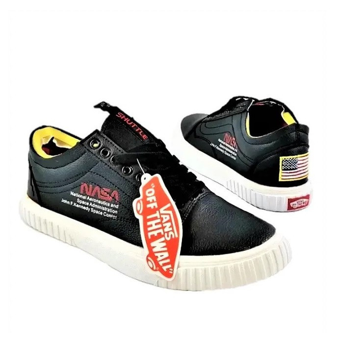 Кросівки NASA Shuttle Чорні Шкіряні Кеди Ванс Чоловічі (розміри: 41,42,43,44) Відео Огляд Дніпро - фото 1