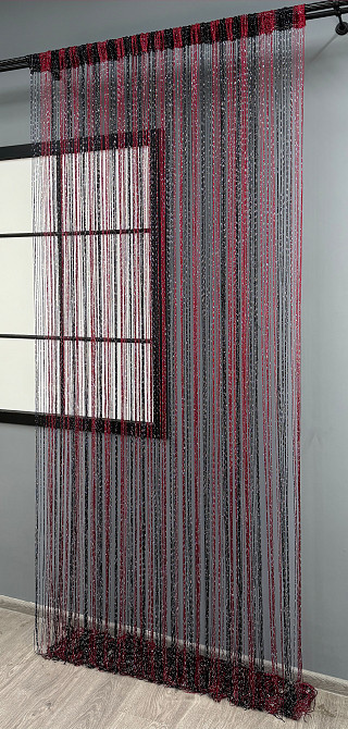 Штори-нитки "Кісея" з люрексом Бордовий з чорним 300х300см 1 шт (61-084) Київ - фото 4