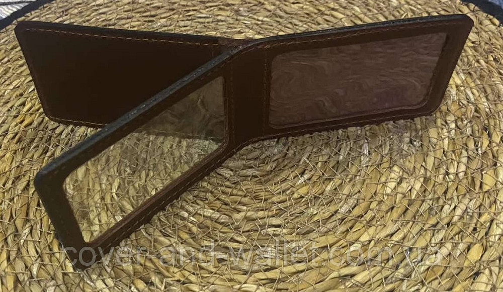 Шкіряна обкладинка на службове посвідчення на три відділення колір каштановий P-Leather Київ - фото 6