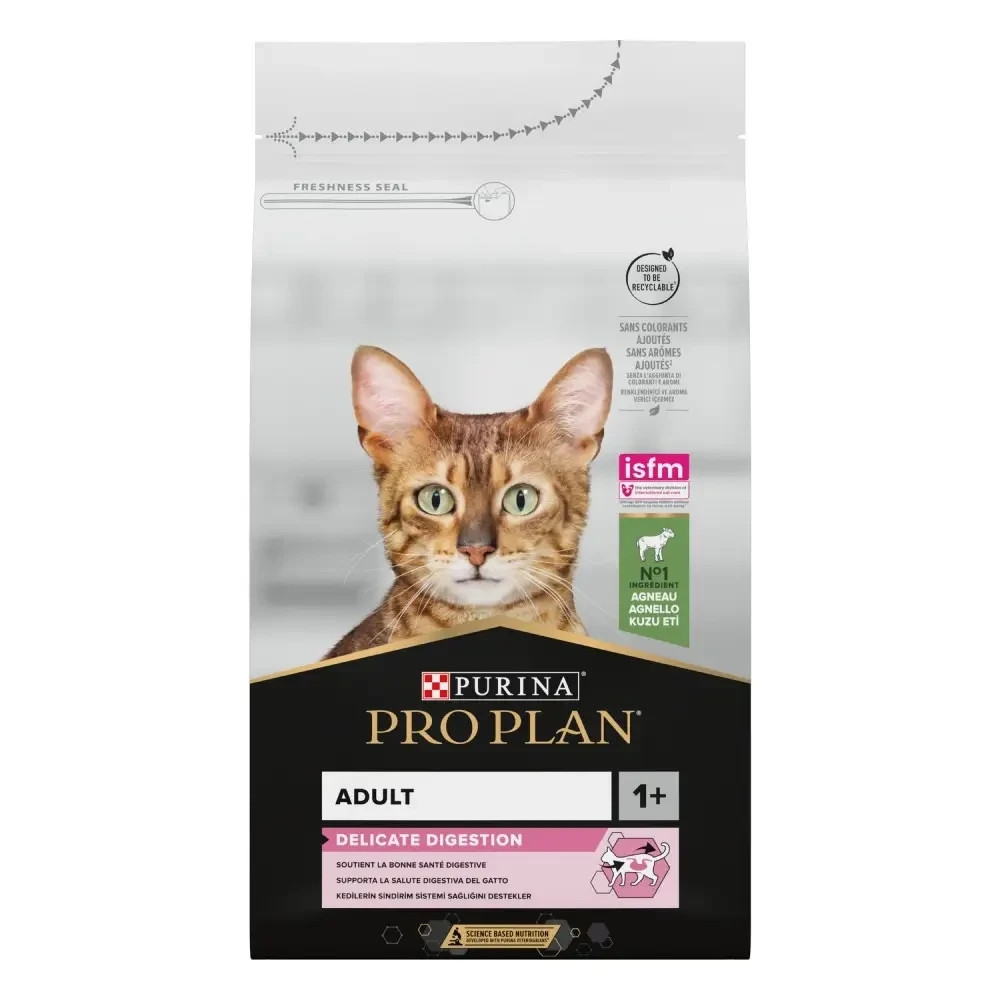 Сухой корм PRO PLAN Adult 1+ Delicate Digestion для взрослых кошек с чувствительным пищеварением и требовательных к еде, с ягненком, 1.5 кг Киев - изображение 1