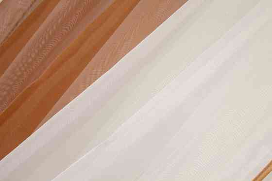 Кухонный комплект VR-Textil № 038к шторки и тюль коричневый с бежевым 280х170 см (50-811) Киев