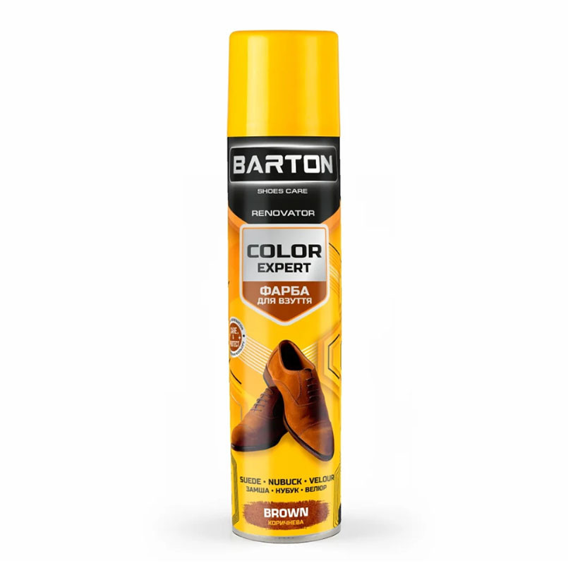 Фарба для взуття Barton Color Expert з замші, нубуку, велюру, коричнева аерозоль 300мл Львів - фото 1
