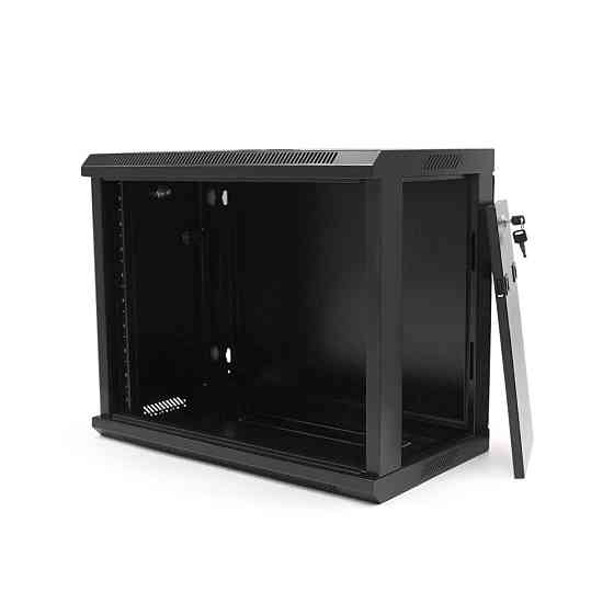Шафа Merlion 9U, 600*350*500 (Ш*Г*В) мм загартоване скло, чорна, сталь 1,2мм, із замком (у розібраному вигляді!!!), Black Київ