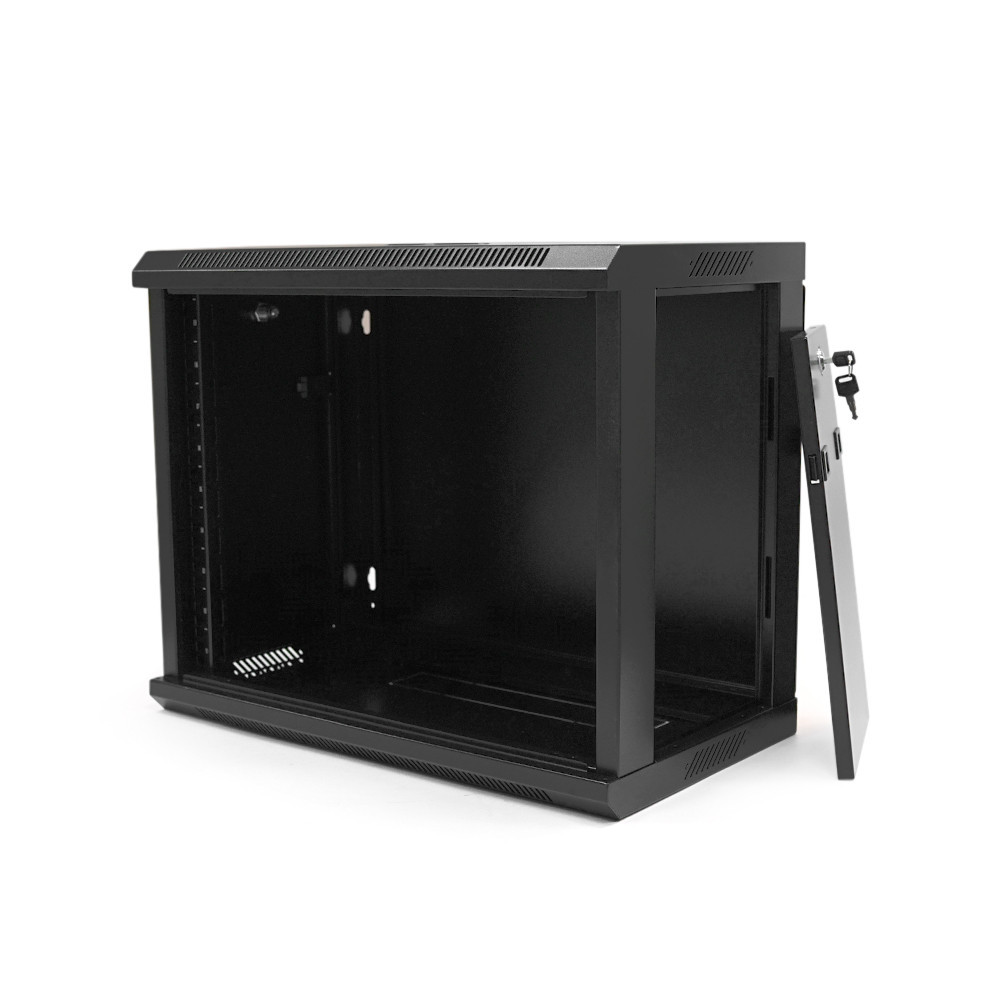 Шафа Merlion 9U, 600*350*500 (Ш*Г*В) мм загартоване скло, чорна, сталь 1,2мм, із замком (у розібраному вигляді!!!), Black Київ - фото 2