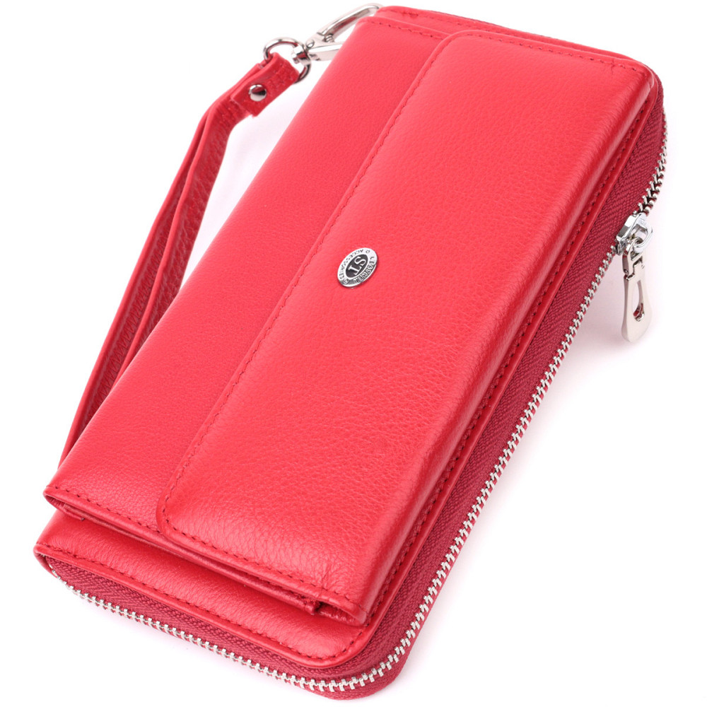 Шкіряний гаманець-клатч з ручкою червоний (ST Leather) Київ - фото 11