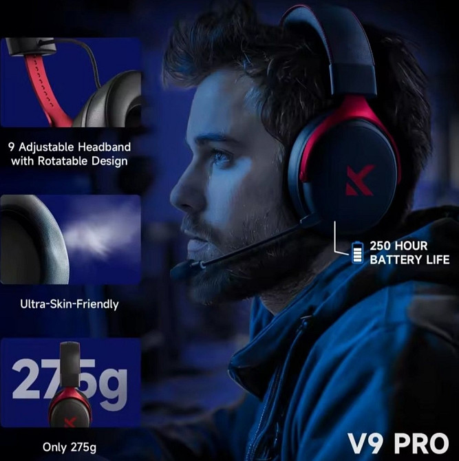 ‼️Беспроводные игровые наушники MCHOSE V9 pro Black White Silver Blue!!️ Харьков - изображение 2