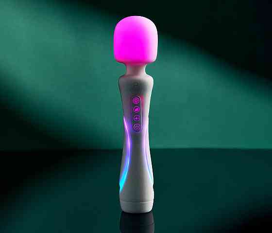 Микрофон с вибрацией, RGB-подсветкой и приложением Illumination The Wand, белый, 24,8 × 5,1 см Sex Aura Киев
