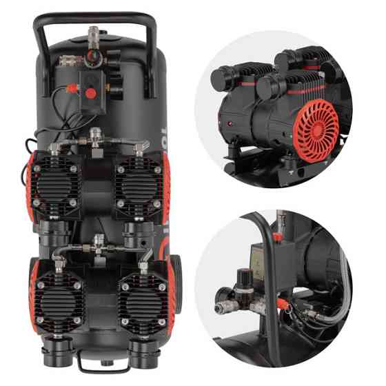 Компресор, 50 л, 2×1,5 кВт, 230 В, 8 атм, 500 л/хв, 2800 об/хв,  безмасляний, 4 циліндри, 63 дБ INTERTOOL PT-0038 Киев