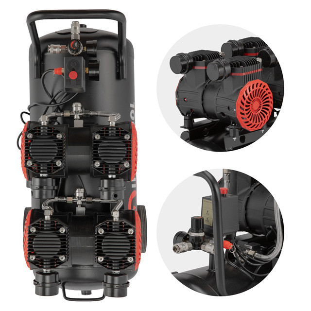 Компресор, 50 л, 2×1,5 кВт, 230 В, 8 атм, 500 л/хв, 2800 об/хв,  безмасляний, 4 циліндри, 63 дБ INTERTOOL PT-0038 Київ - фото 5