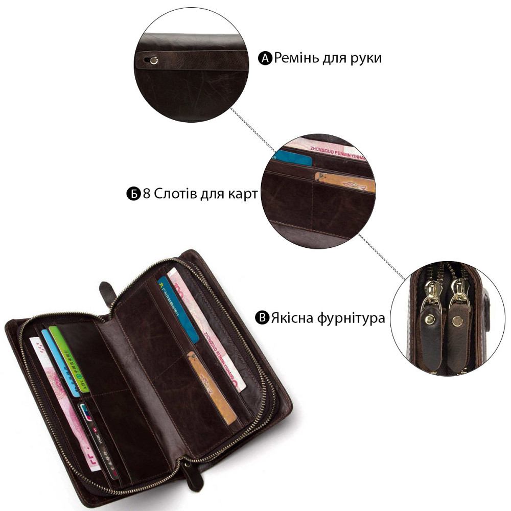 Клатч мужской с ремнем Коричневый (Vintage) Киев - изображение 8